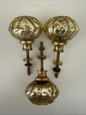 Anthropologie Mercury Glass Drawer Pulls Gold Set of 3